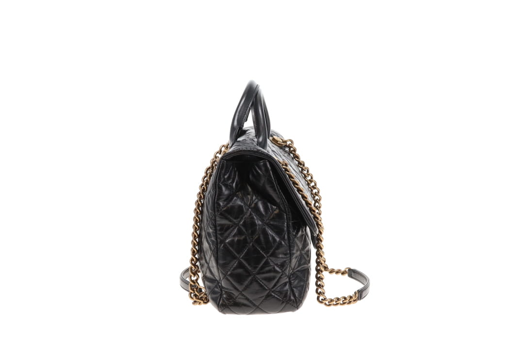 Chanel Castle Rock Bag Paris Edinburgh Black Glazed Leather GHW 2013/14