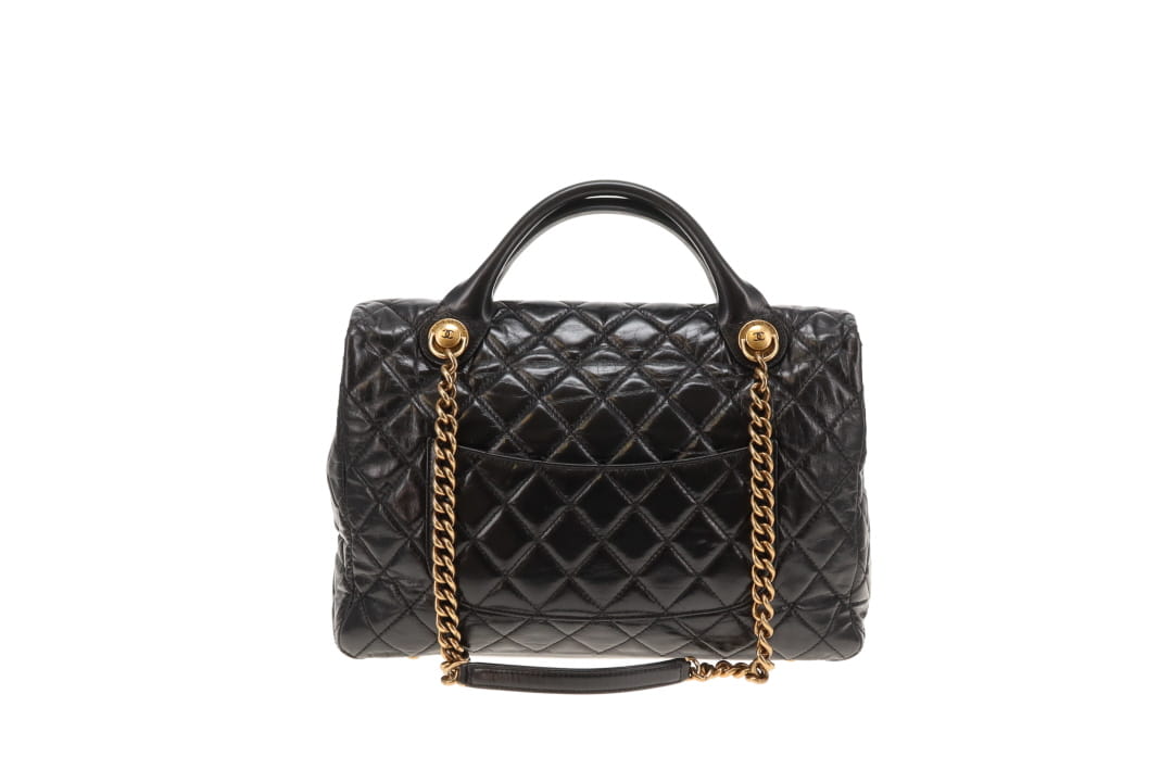 Chanel Castle Rock Bag Paris Edinburgh Black Glazed Leather GHW 2013/14