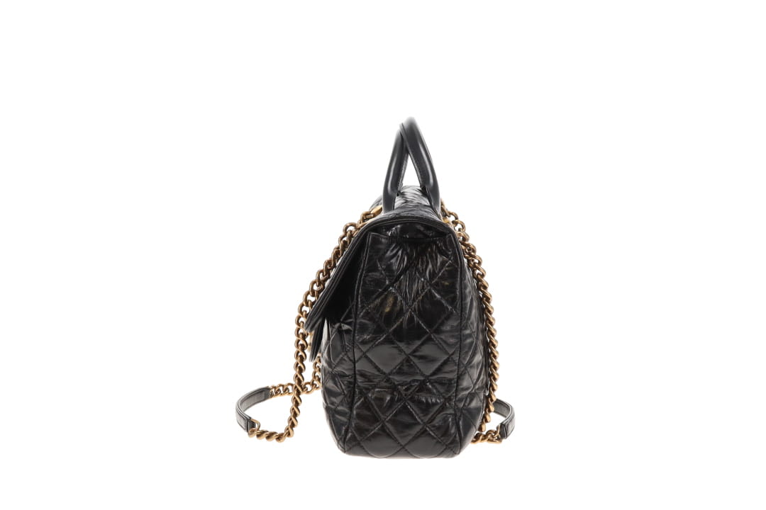 Chanel Castle Rock Bag Paris Edinburgh Black Glazed Leather GHW 2013/14