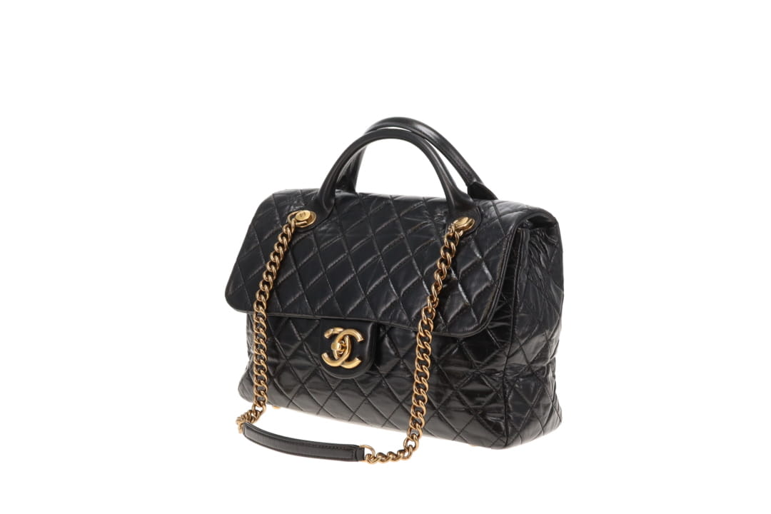 Chanel Castle Rock Bag Paris Edinburgh Black Glazed Leather GHW 2013/14