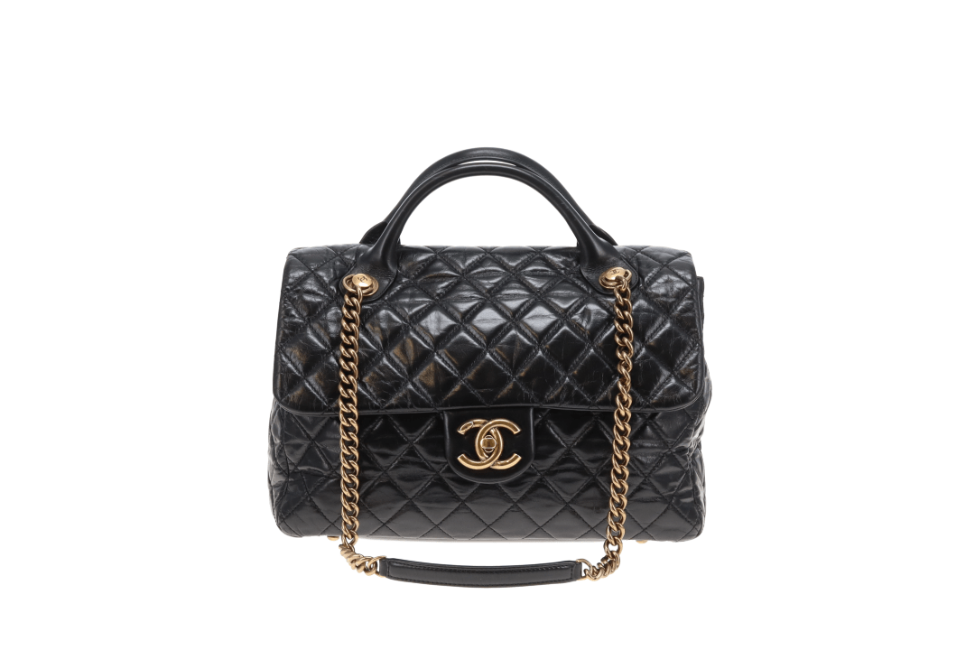Chanel Castle Rock Bag Paris Edinburgh Black Glazed Leather GHW 2013/14