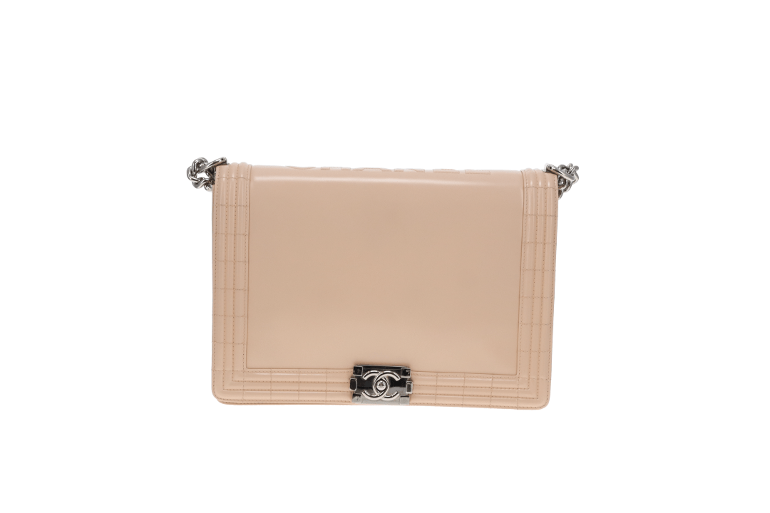 Chanel Boy Bag Large Beige Smooth Leather SHW 2012