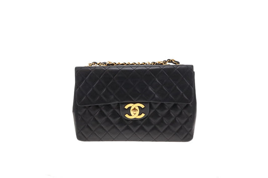 Chanel Classic Single Flap Vintage XL CC Black Lambskin GHW 1994/96