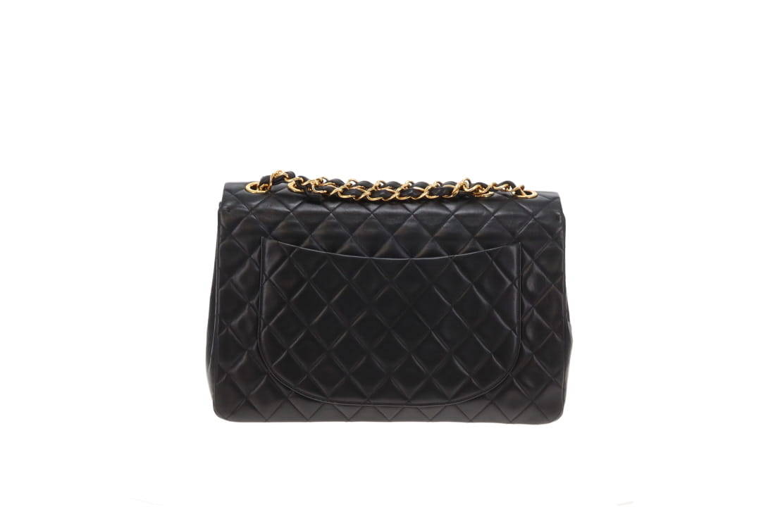 Chanel Classic Single Flap Vintage XL CC Black Lambskin GHW 1994/96