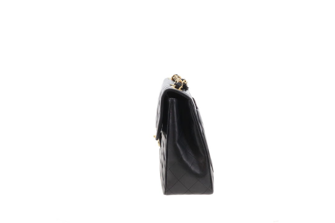 Chanel Classic Single Flap Vintage XL CC Black Lambskin GHW 1994/96