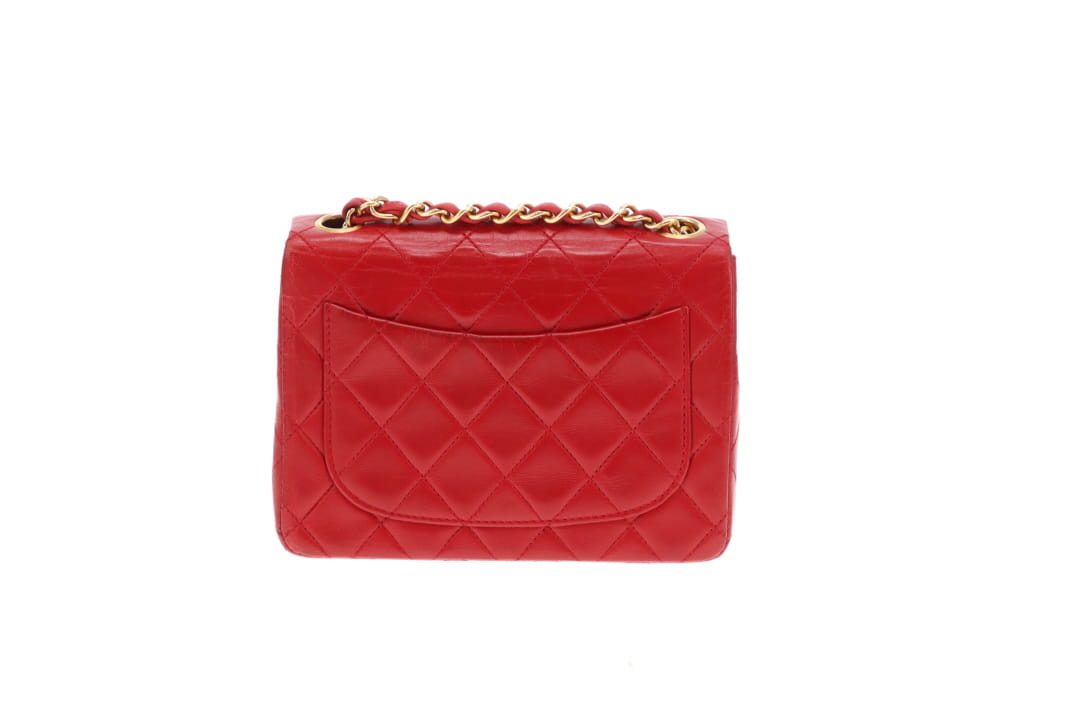 Chanel Classic Mini Square Vintage Red GHW 1989/91