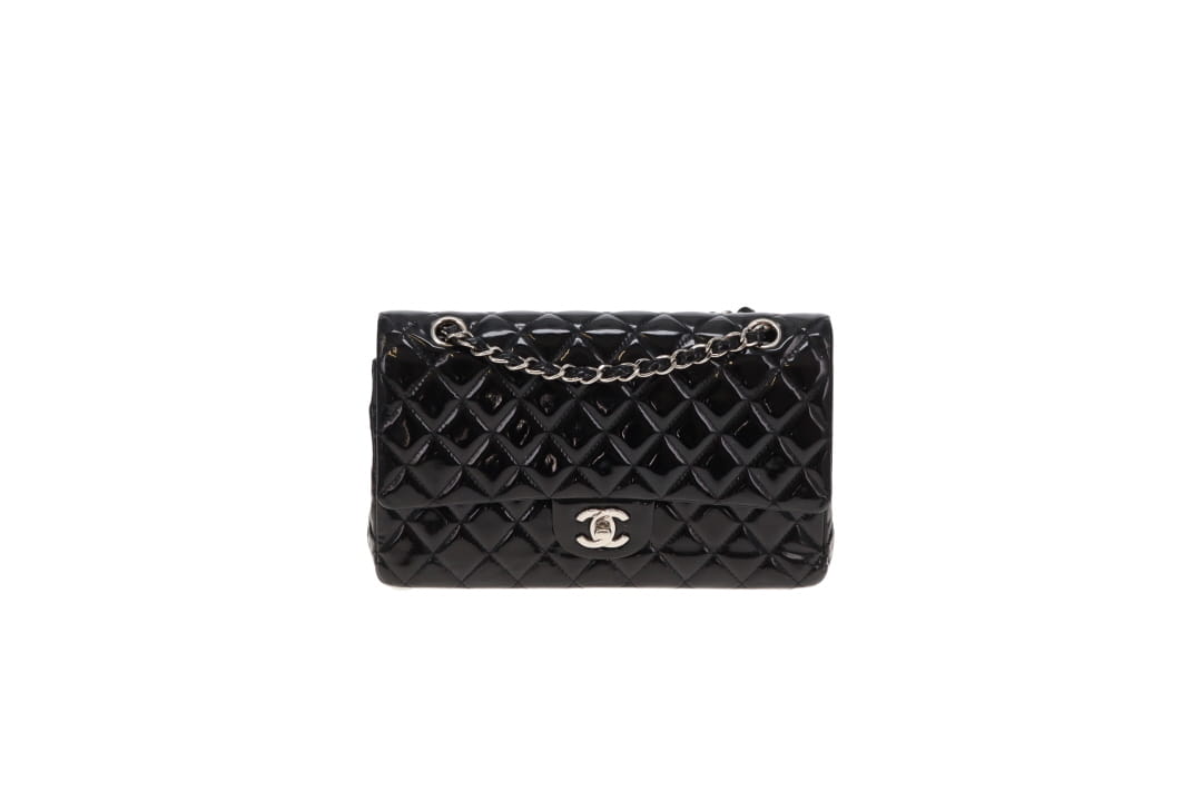 Chanel Classic Double Flap Black Medium In Patent Leather 2014