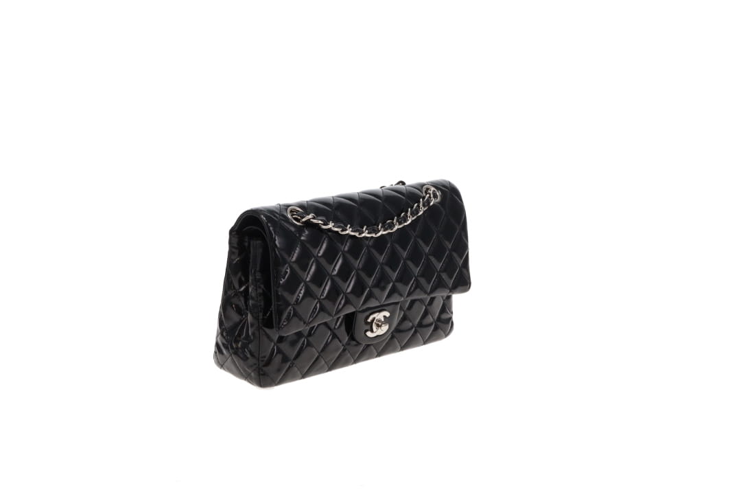 Chanel Classic Double Flap Black Medium In Patent Leather 2014