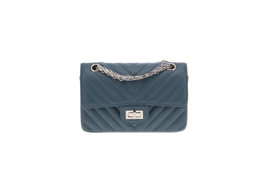 Chanel 2.55 Reissue Flap Bag In Aged Calfskin Chevron Blue 2023