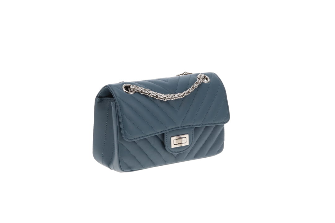 Chanel 2.55 Reissue Flap Bag In Aged Calfskin Chevron Blue 2023