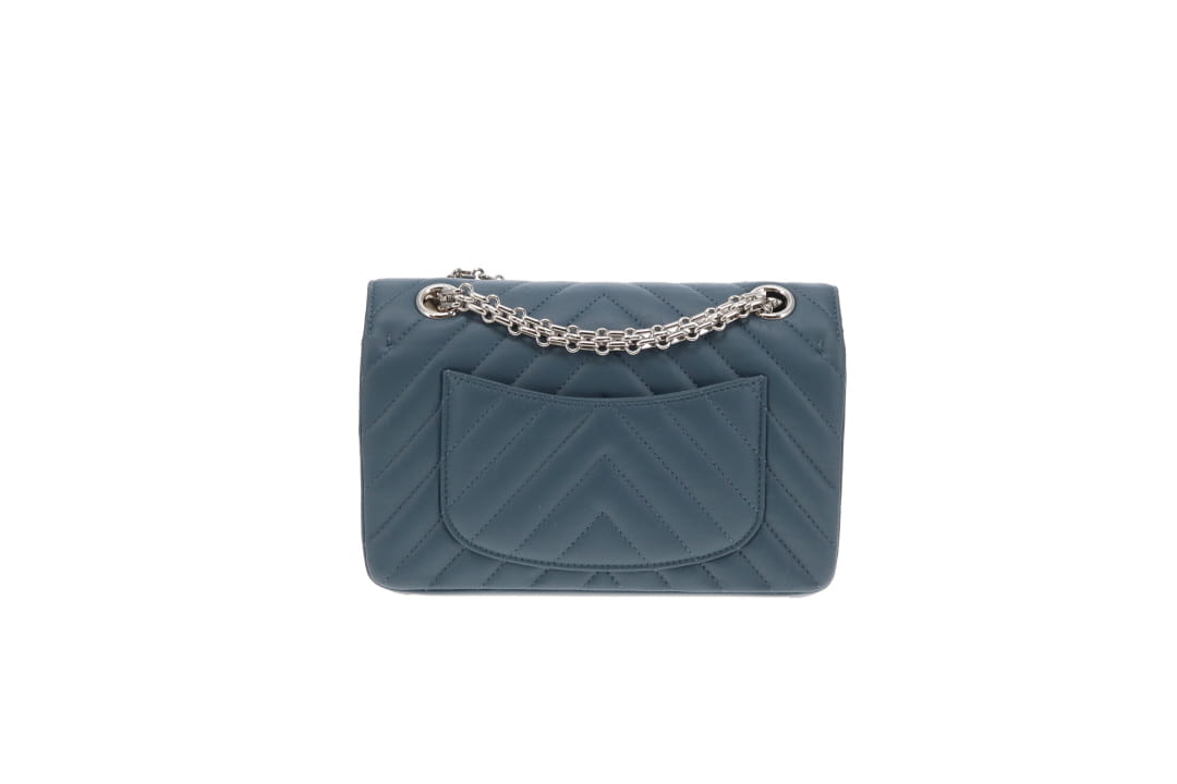 Chanel 2.55 Reissue Flap Bag In Aged Calfskin Chevron Blue 2023