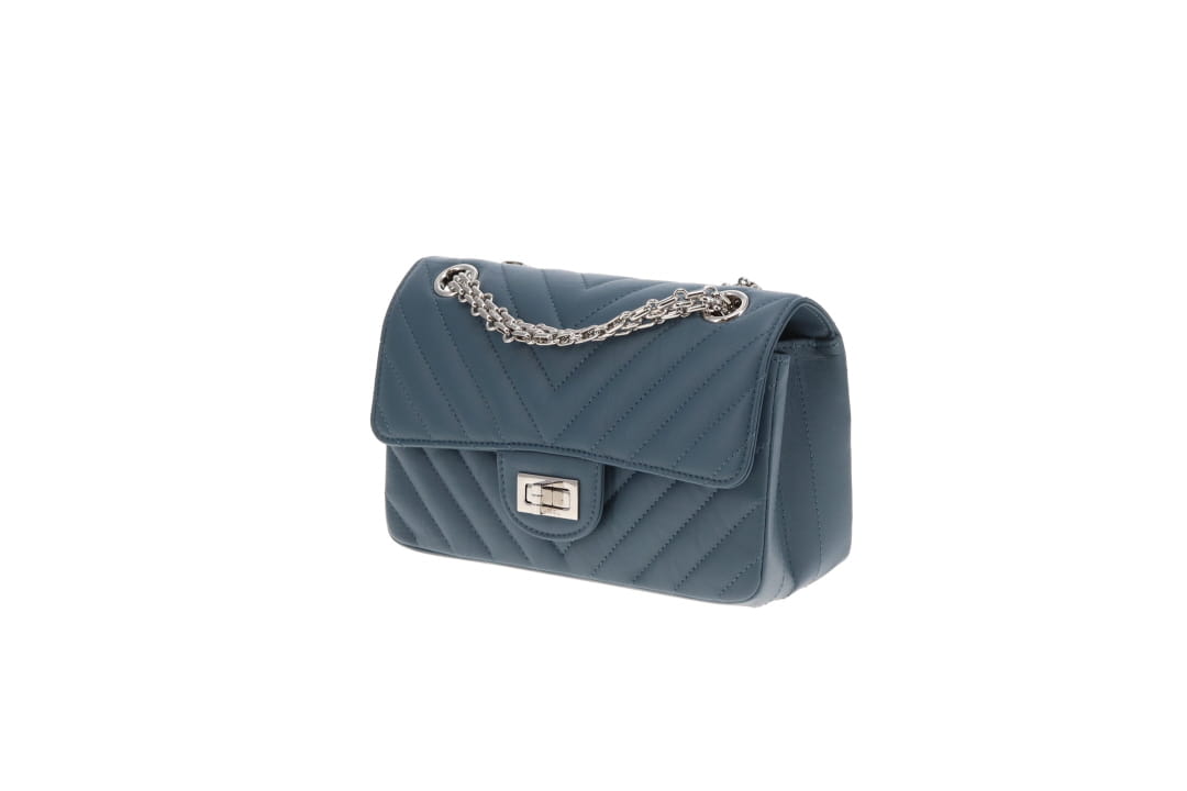 Chanel 2.55 Reissue Flap Bag In Aged Calfskin Chevron Blue 2023