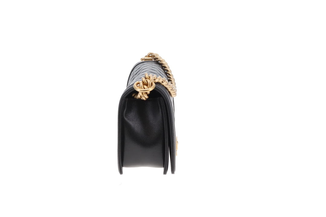 Chanel Boy Bag Medium Black Caviar 2021 With Gold Hardware