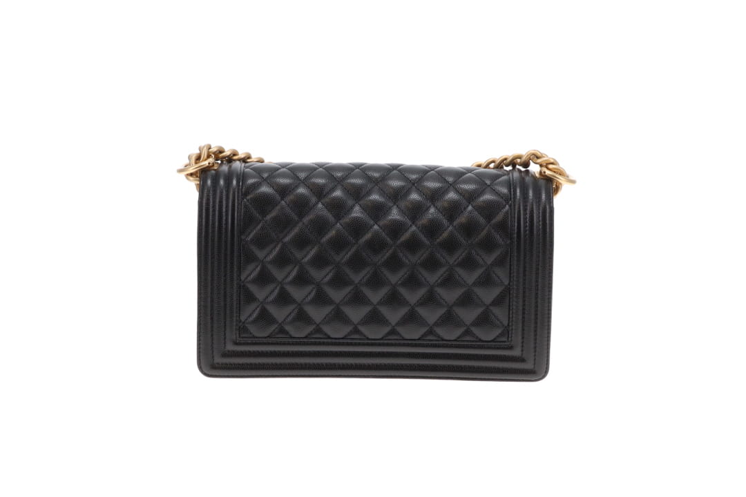Chanel Boy Bag Medium Black Caviar 2021 With Gold Hardware