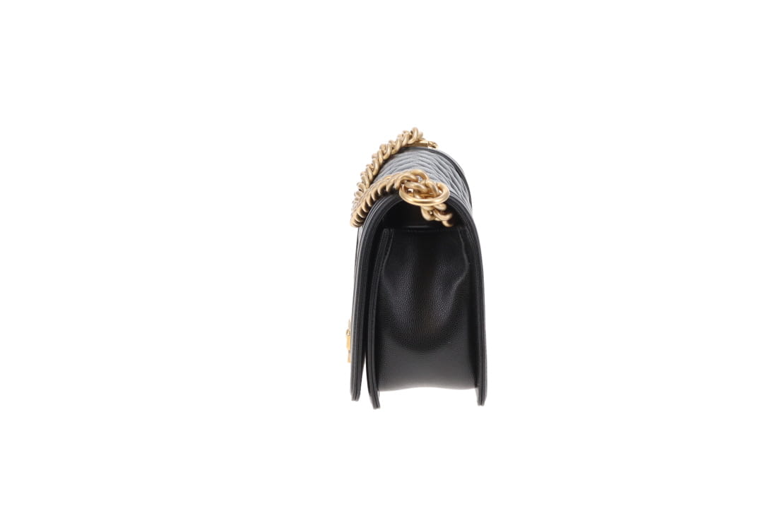 Chanel Boy Bag Medium Black Caviar 2021 With Gold Hardware