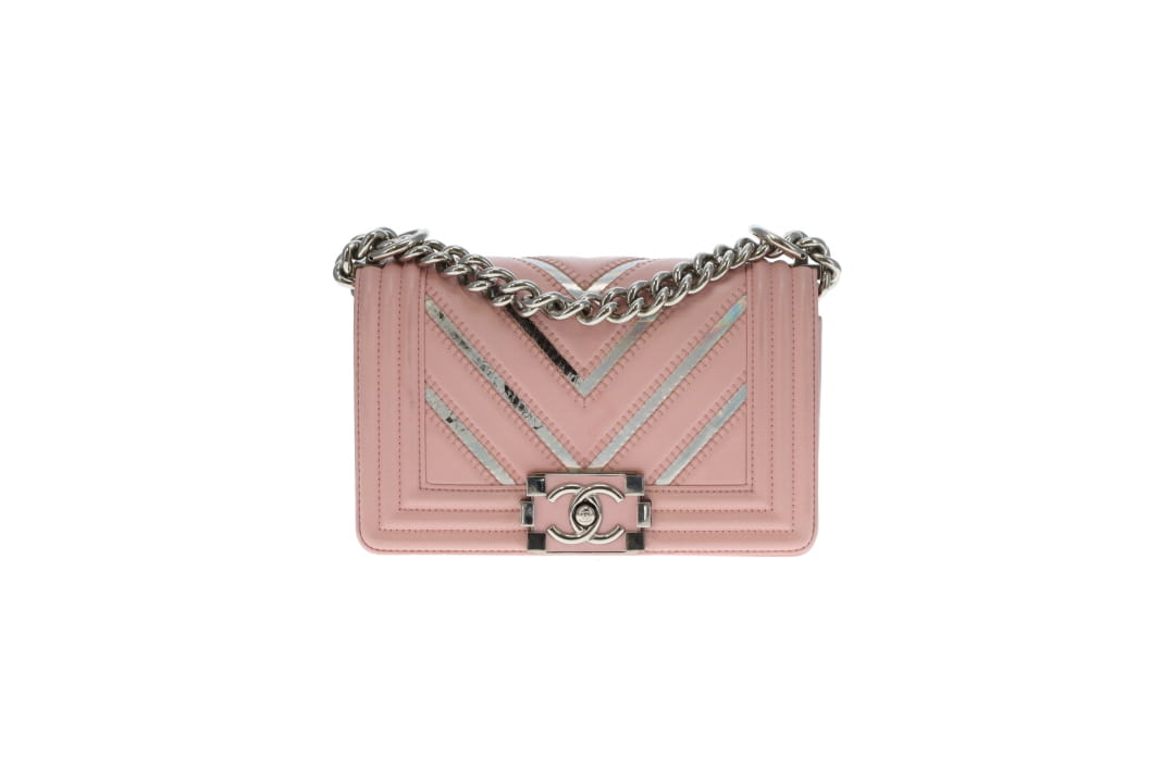 Chanel Boy Bag Pink Small Chevron Pink With Iridescent Mirror 2016/17