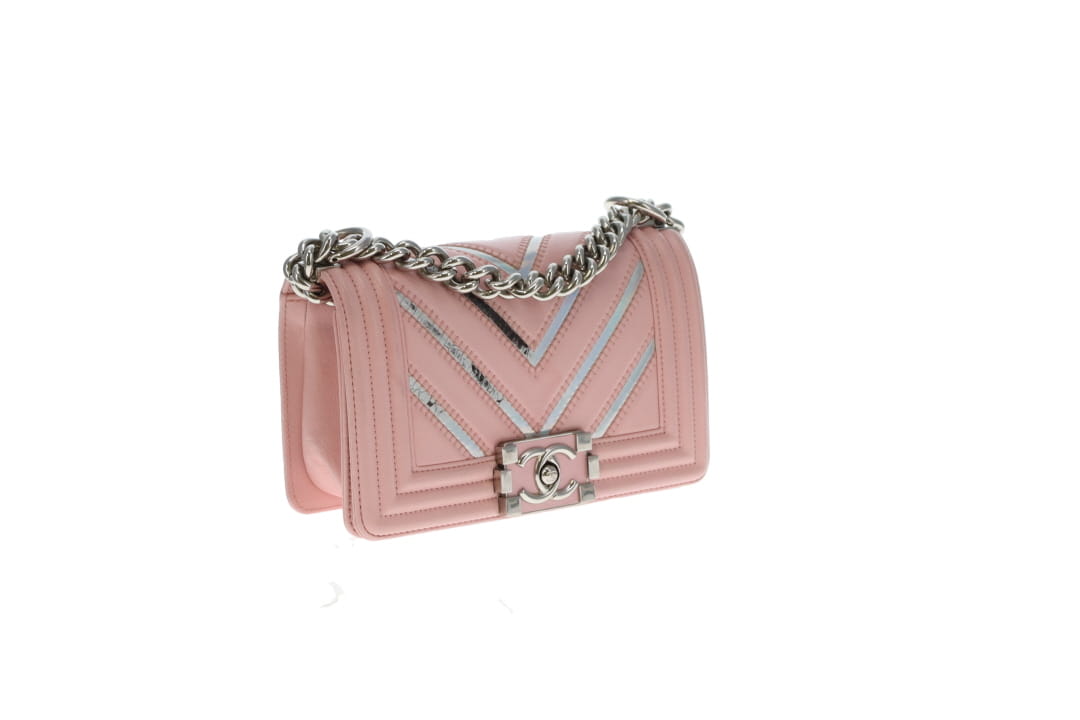 Chanel Boy Bag Pink Small Chevron Pink With Iridescent Mirror 2016/17