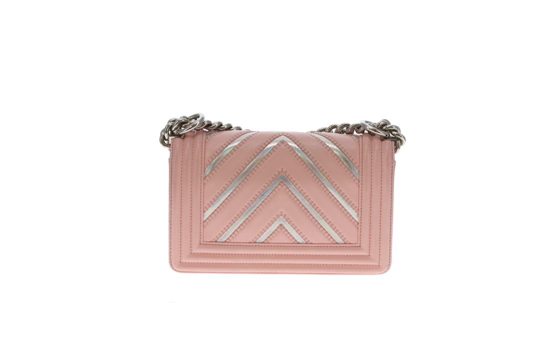 Chanel Boy Bag Pink Small Chevron Pink With Iridescent Mirror 2016/17