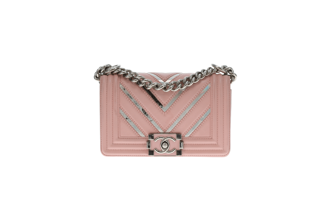 Chanel Boy Bag Pink Small Chevron Pink With Iridescent Mirror 2016/17
