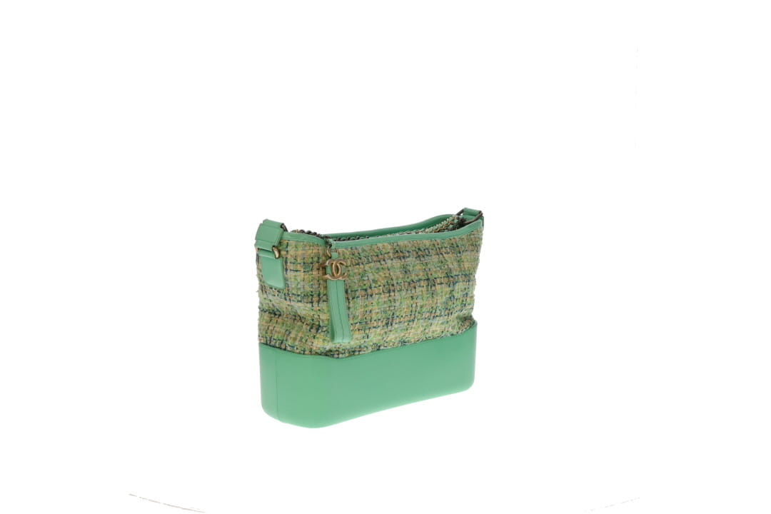 Chanel Gabrielle Medium Green Tweed and Leather 2019