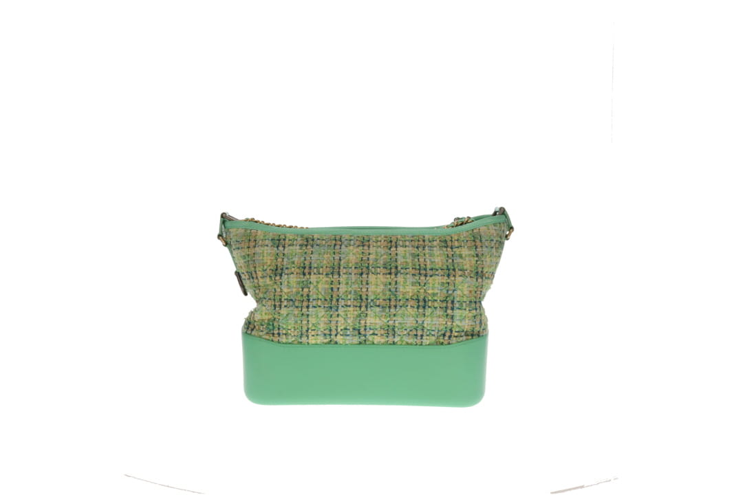 Chanel Gabrielle Medium Green Tweed and Leather 2019