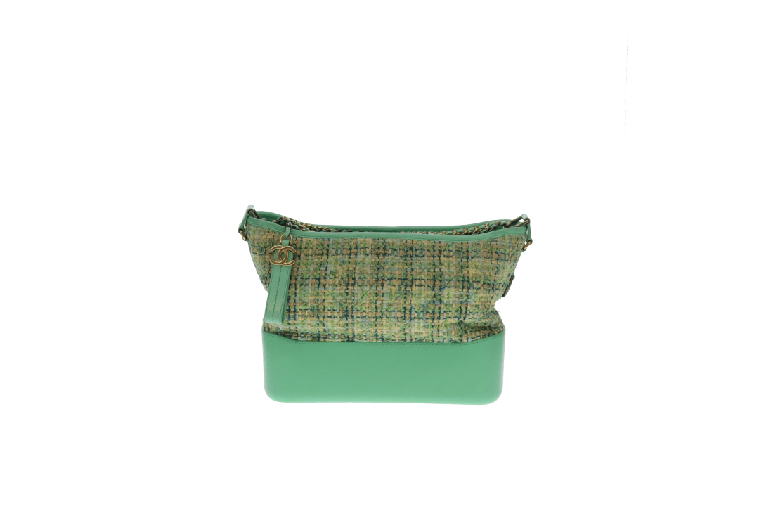 Chanel Gabrielle Medium Green Tweed and Leather 2019
