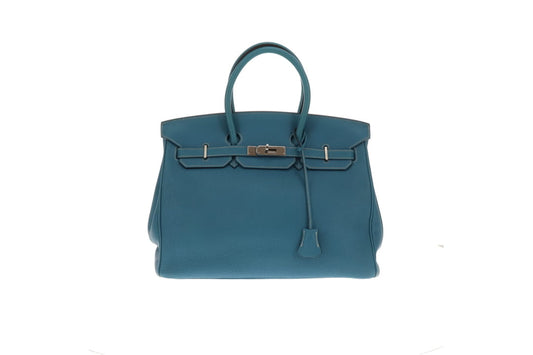Hermes Birkin 35 Bleu Jean Togo With Palladium HW 2003
