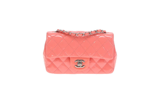Chanel Classic Mini Rectangle Flap Pink Patent SHW 2015/16