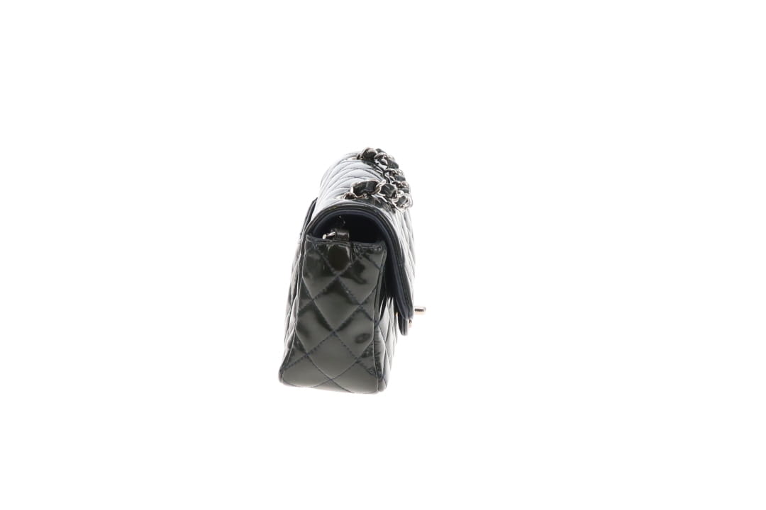 Chanel Classic Mini Rectangle Flap Dark Green Patent SHW 2013/14