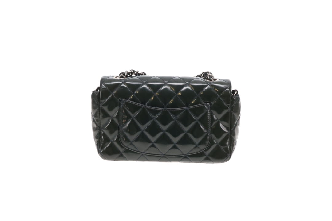 Chanel Classic Mini Rectangle Flap Dark Green Patent SHW 2013/14