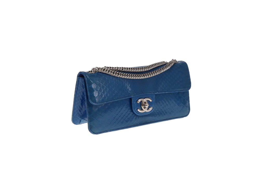 Chanel East West Blue Python Flap Bag Vintage 2008