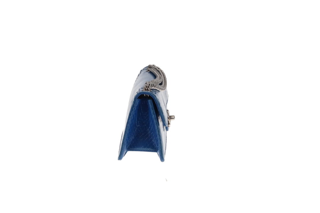 Chanel East West Blue Python Flap Bag Vintage 2008