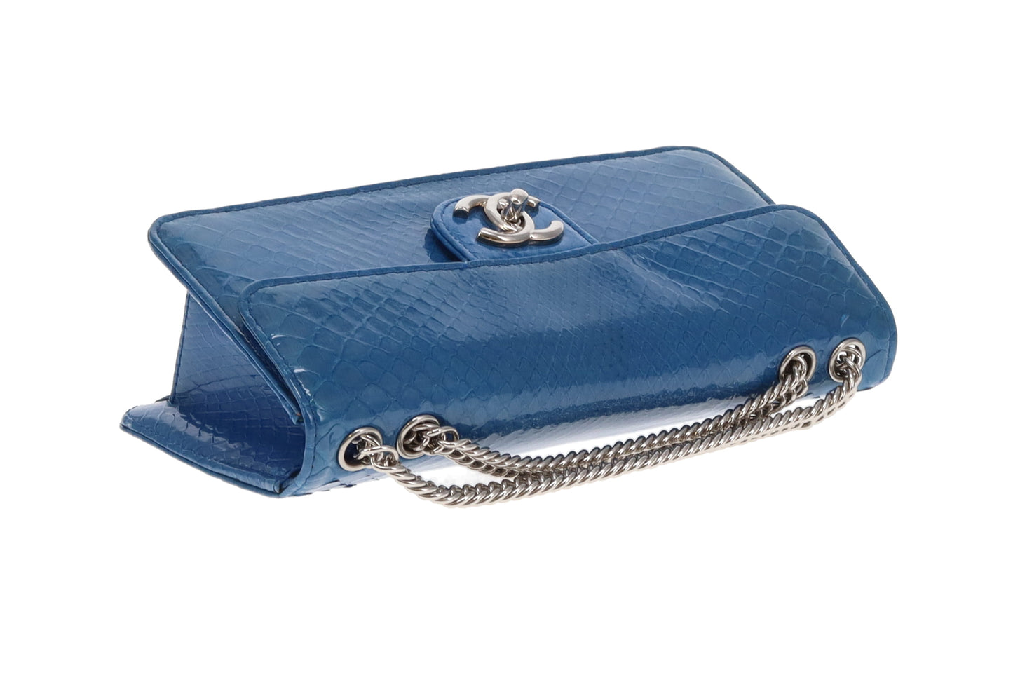 Chanel East West Blue Python Flap Bag Vintage 2008