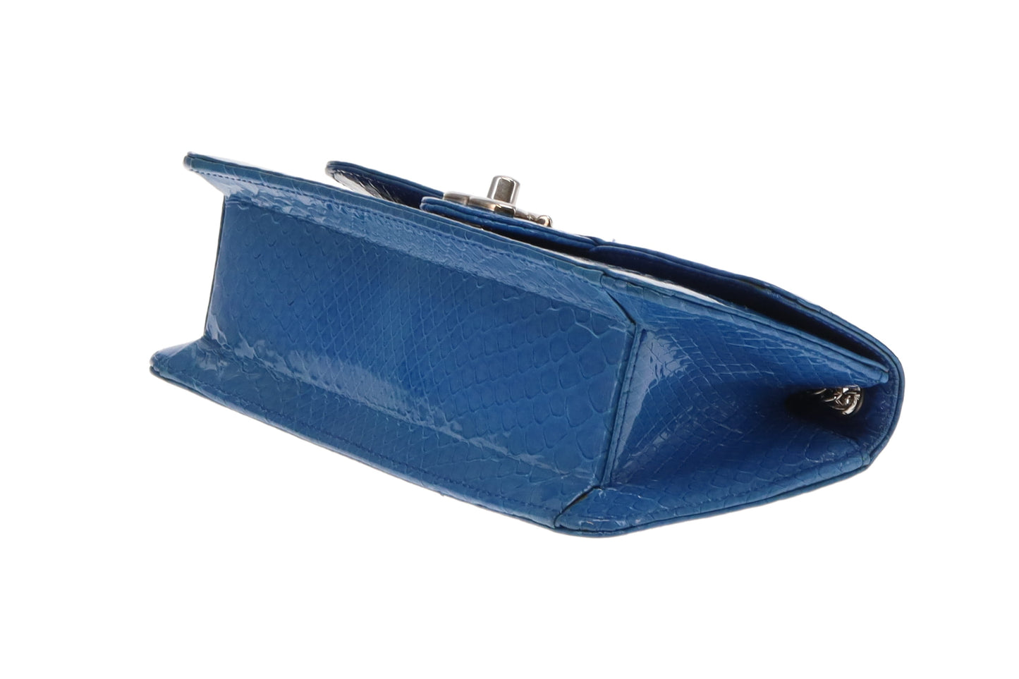 Chanel East West Blue Python Flap Bag Vintage 2008