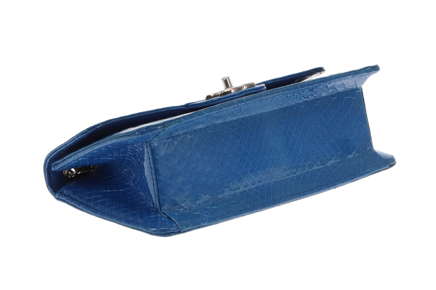 Chanel East West Blue Python Flap Bag Vintage 2008