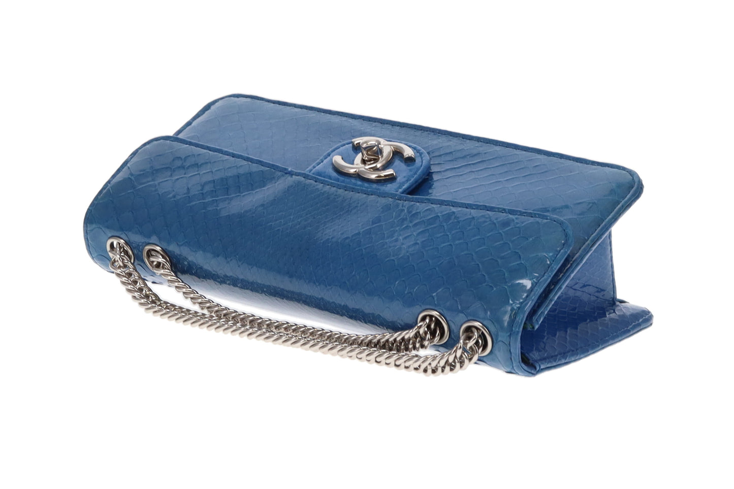 Chanel East West Blue Python Flap Bag Vintage 2008