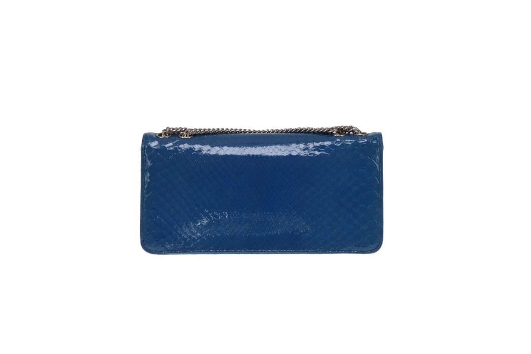 Chanel East West Blue Python Flap Bag Vintage 2008