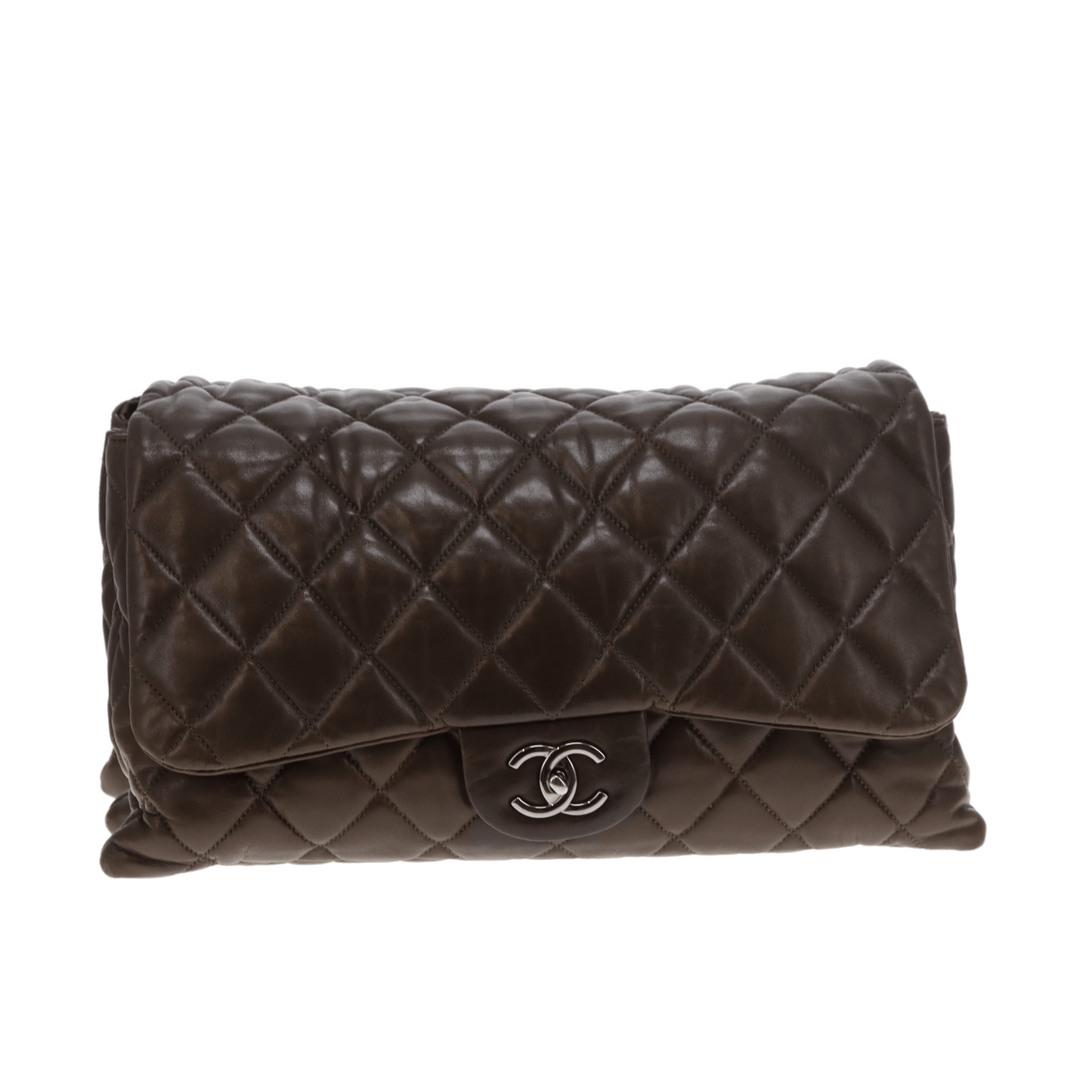 Chanel Accordian Quilted Lambskin Flap Seasonal Dark Khaki 2010
