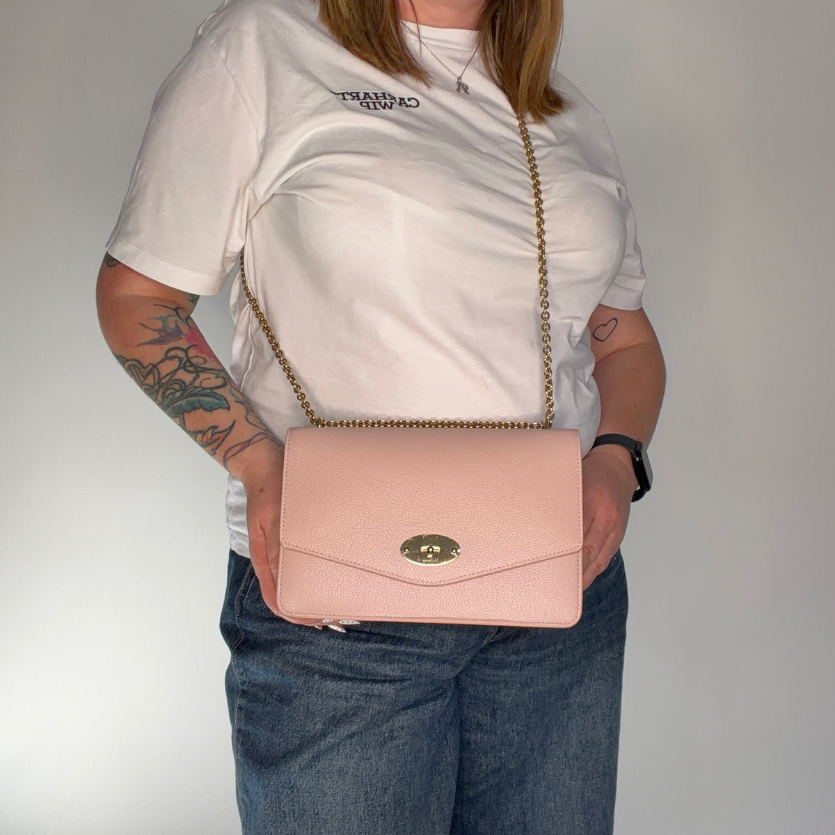 Mulberry Darley Powder Pink Classic Grain Gold HW