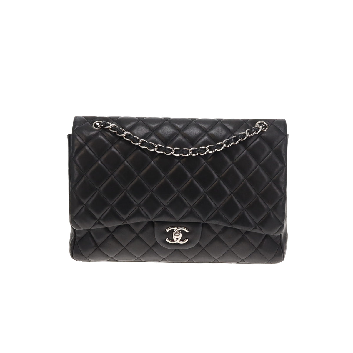 Chanel Classic Single Flap Maxi Black Lambs SHW 2011
