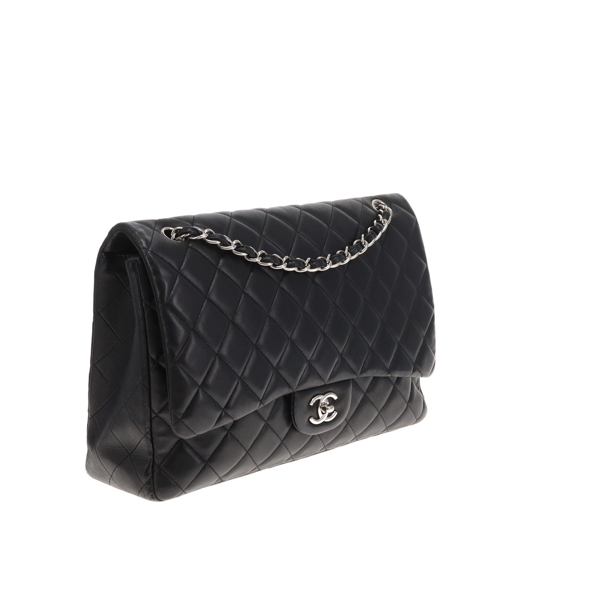 Chanel Classic Single Flap Maxi Black Lambs SHW 2011