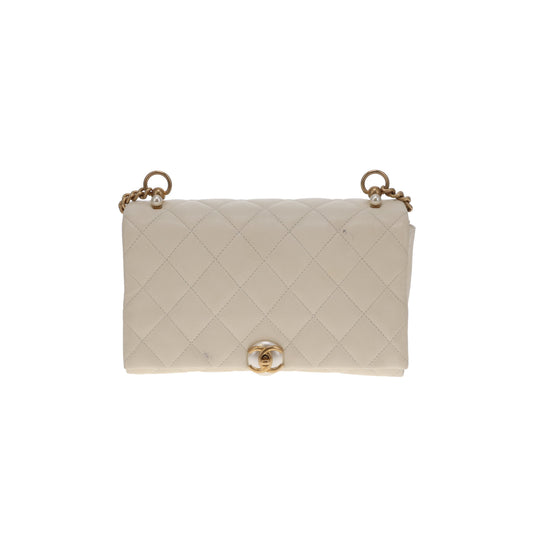 Chanel Pearl CC Accordian Flap Bag Ivory GHW 19/20