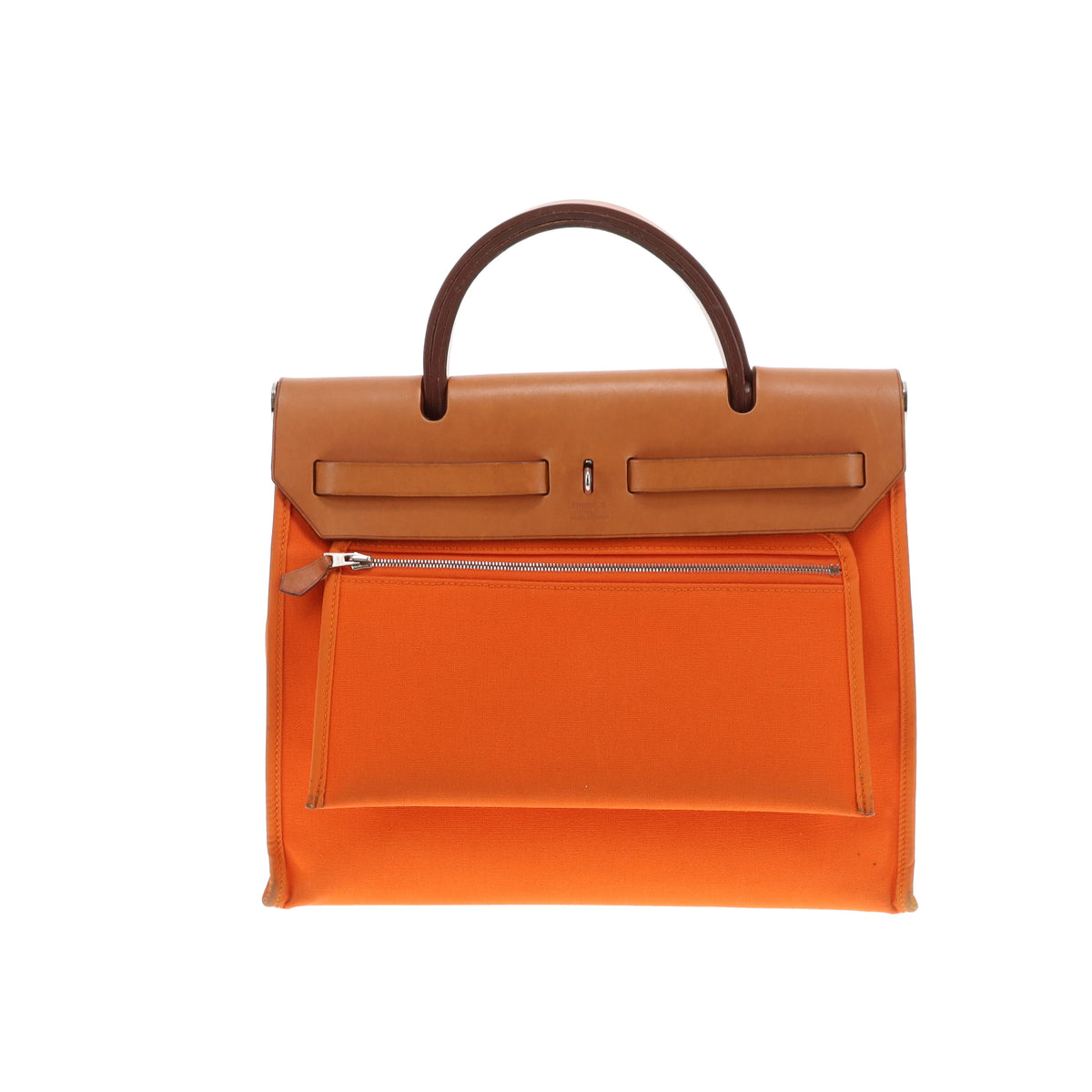 Hermes Herbag Zip 31 In Orange Canvas and Vache Hunter