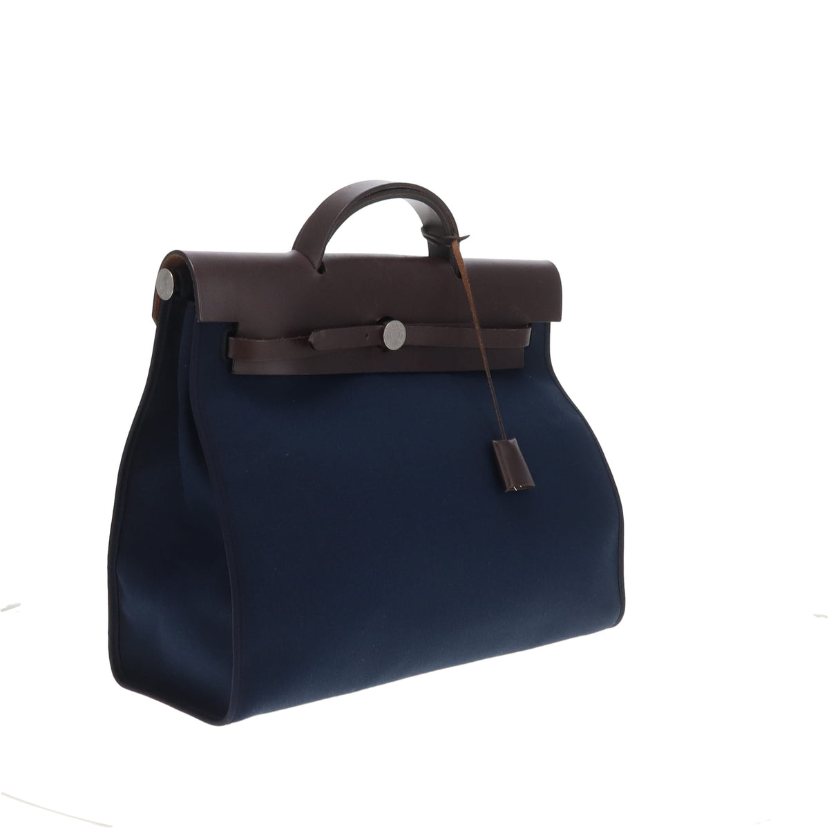 Hermes Herbag 39 Zip In Terre Vache Hunter Leather & Navy Canvas