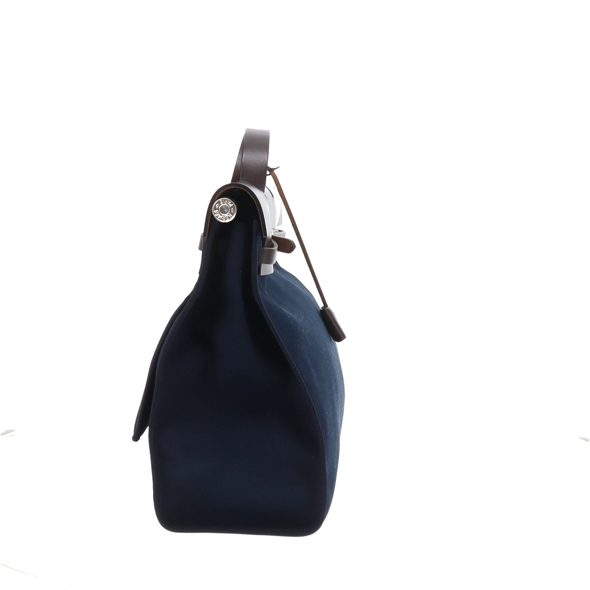 Hermes Herbag 39 Zip In Terre Vache Hunter Leather & Navy Canvas