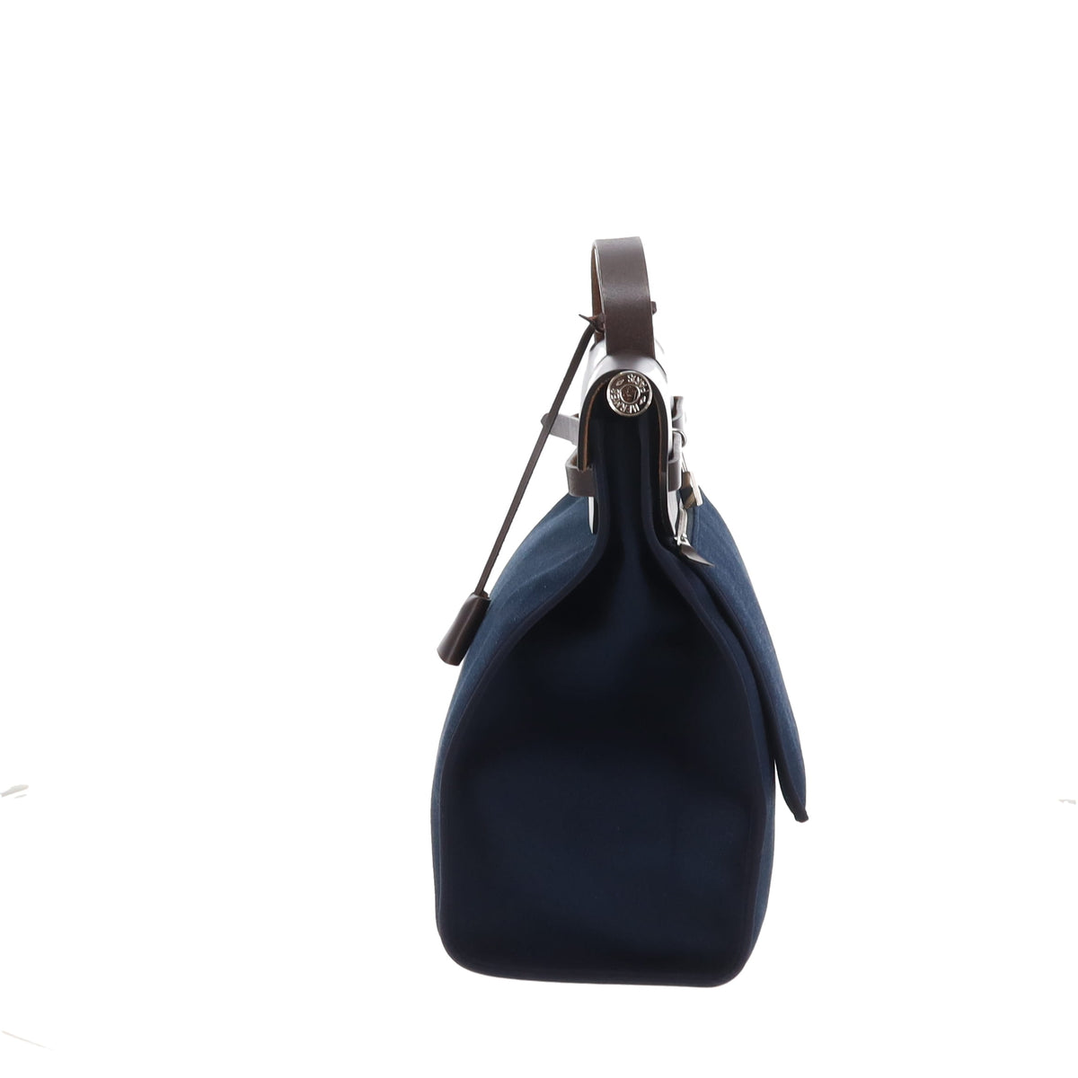 Hermes Herbag 39 Zip In Terre Vache Hunter Leather & Navy Canvas