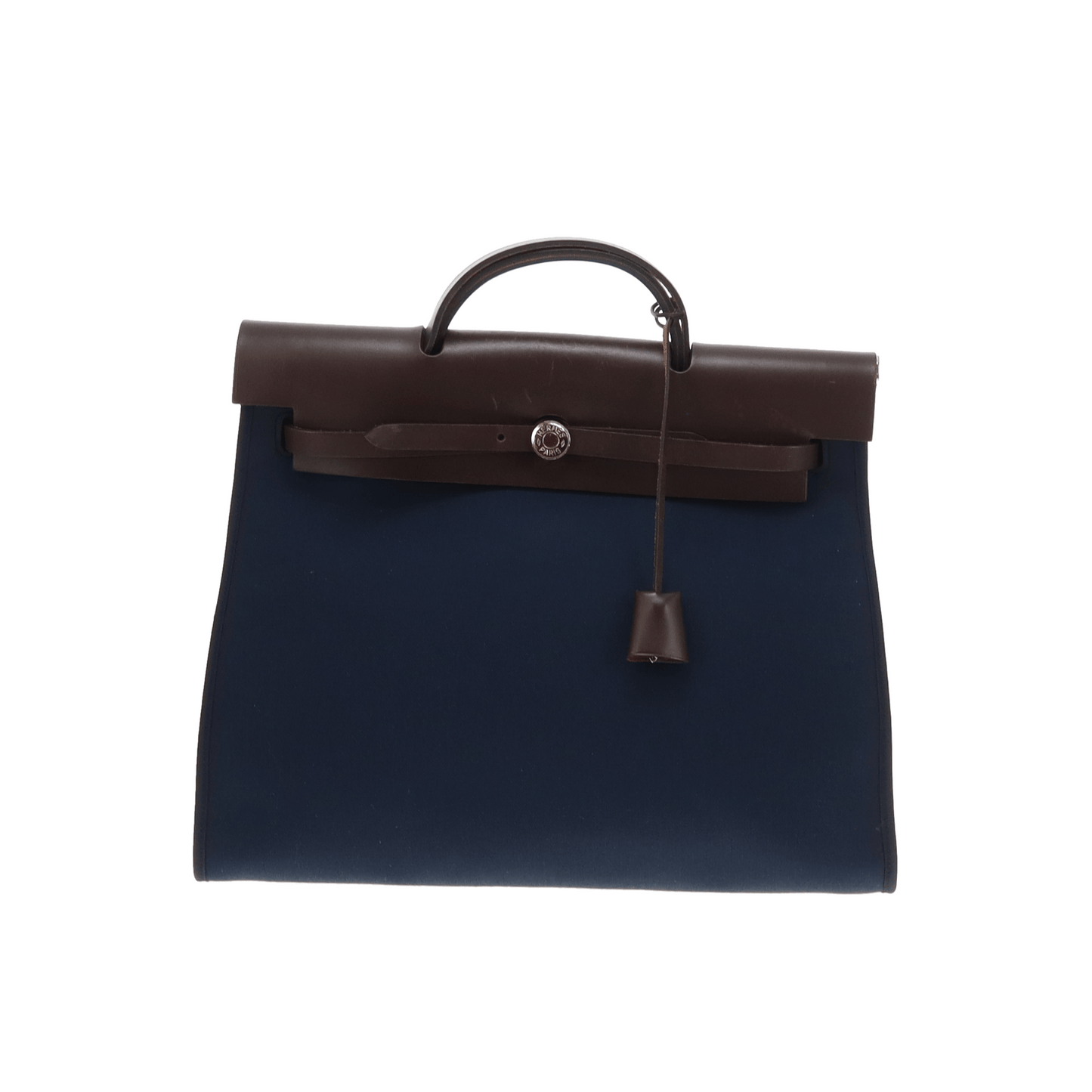 Hermes Herbag 39 Zip In Terre Vache Hunter Leather & Navy Canvas