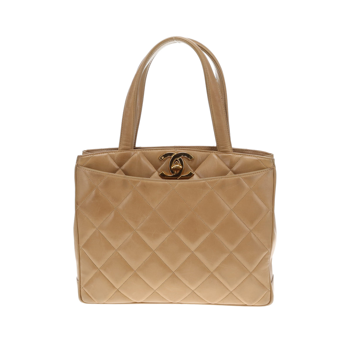 Chanel Timeless Top Handle Tote Beige Lambskin GHW