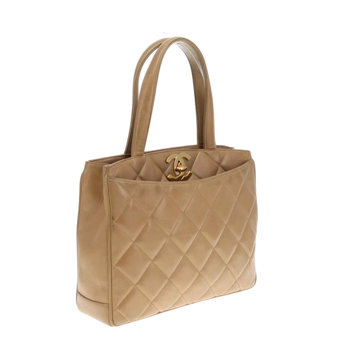 Chanel Timeless Top Handle Tote Beige Lambskin GHW