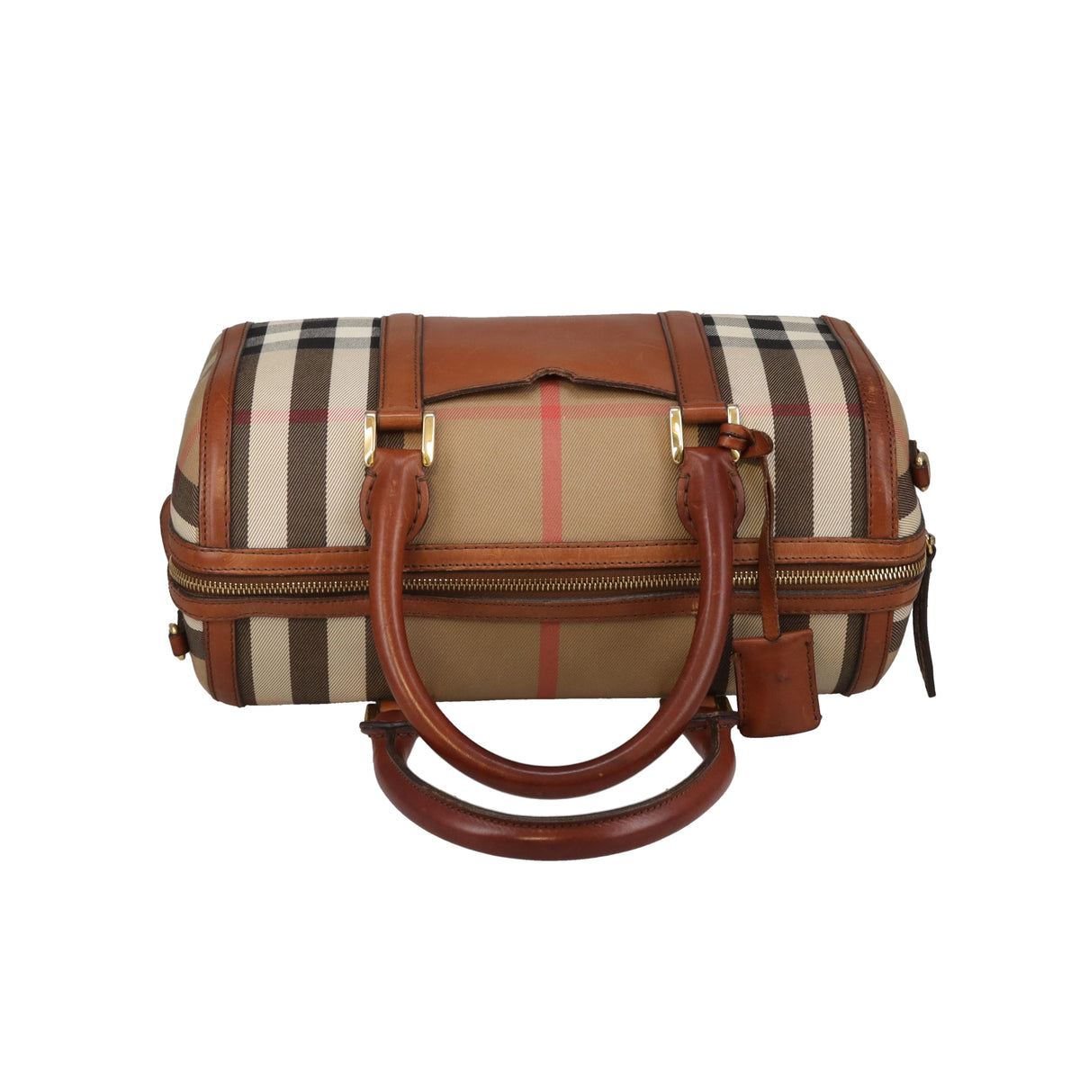Burberry Alchester Bowling Bag In House Check (No Strap)